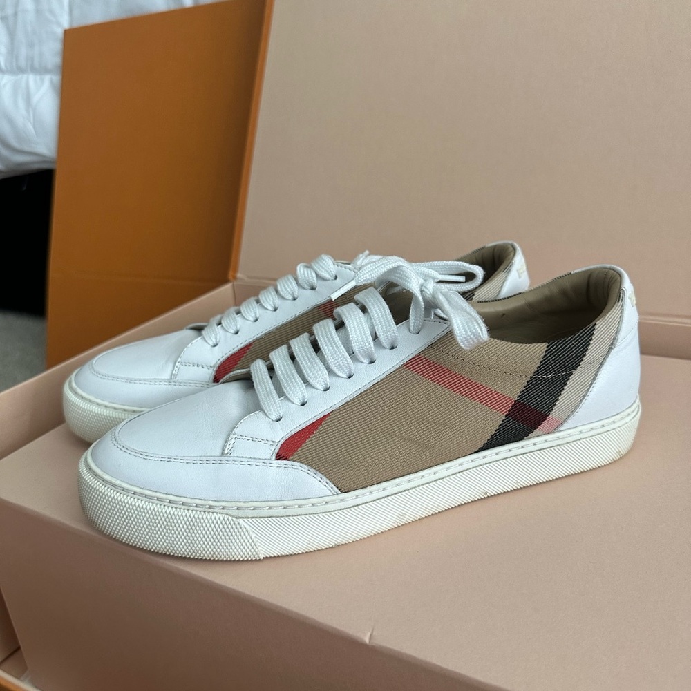 Burberry House Check and Leather Sneakers